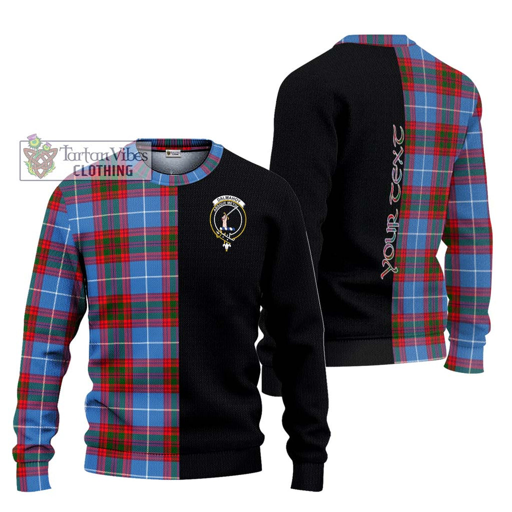 Dalmahoy Tartan Knitted Sweater with Family Crest and Half Of Me Style Unisex - Tartanvibesclothing Shop