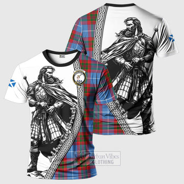 Dalmahoy Tartan Clan Crest T-Shirt with Highlander Warrior Celtic Style