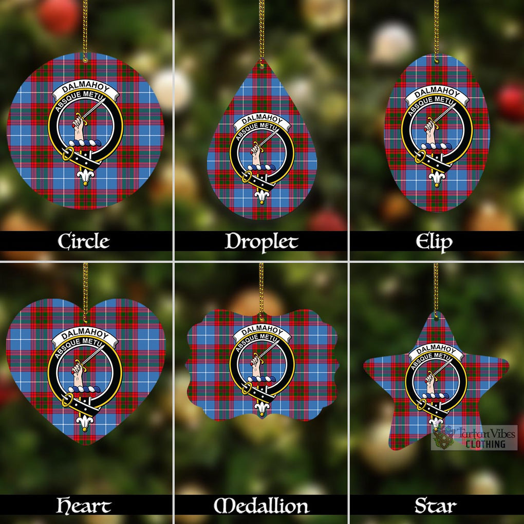 Tartan Vibes Clothing Dalmahoy Tartan Christmas Aluminium Ornament with Family Crest