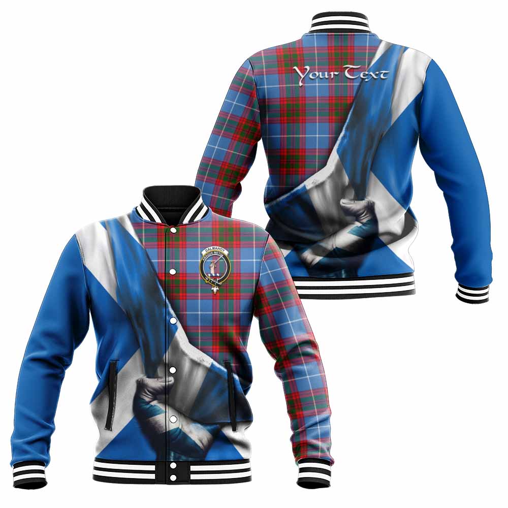 Tartan Vibes Clothing Dalmahoy Tartan Baseball Jacket with Family Crest Scotland Patriotic Style