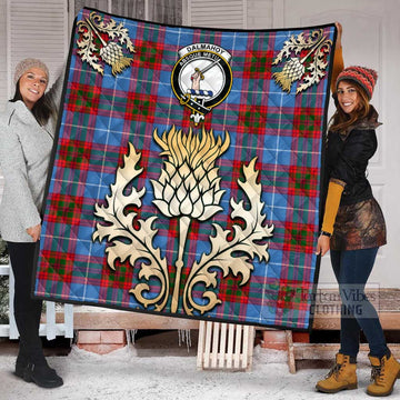 Dalmahoy Tartan Quilt with Family Crest and Golden Thistle Style