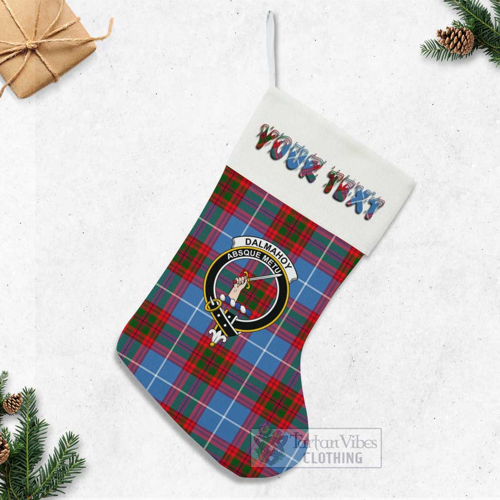 Tartan Vibes Clothing Dalmahoy Tartan Family Crest Christmas Stocking with Personalized Text