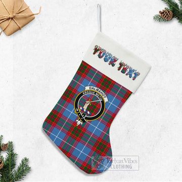 Dalmahoy Tartan Family Crest Christmas Stocking with Personalized Text