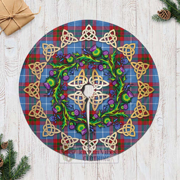 Dalmahoy Tartan Christmas Tree Skirt with Thistle Celtic Knot Style