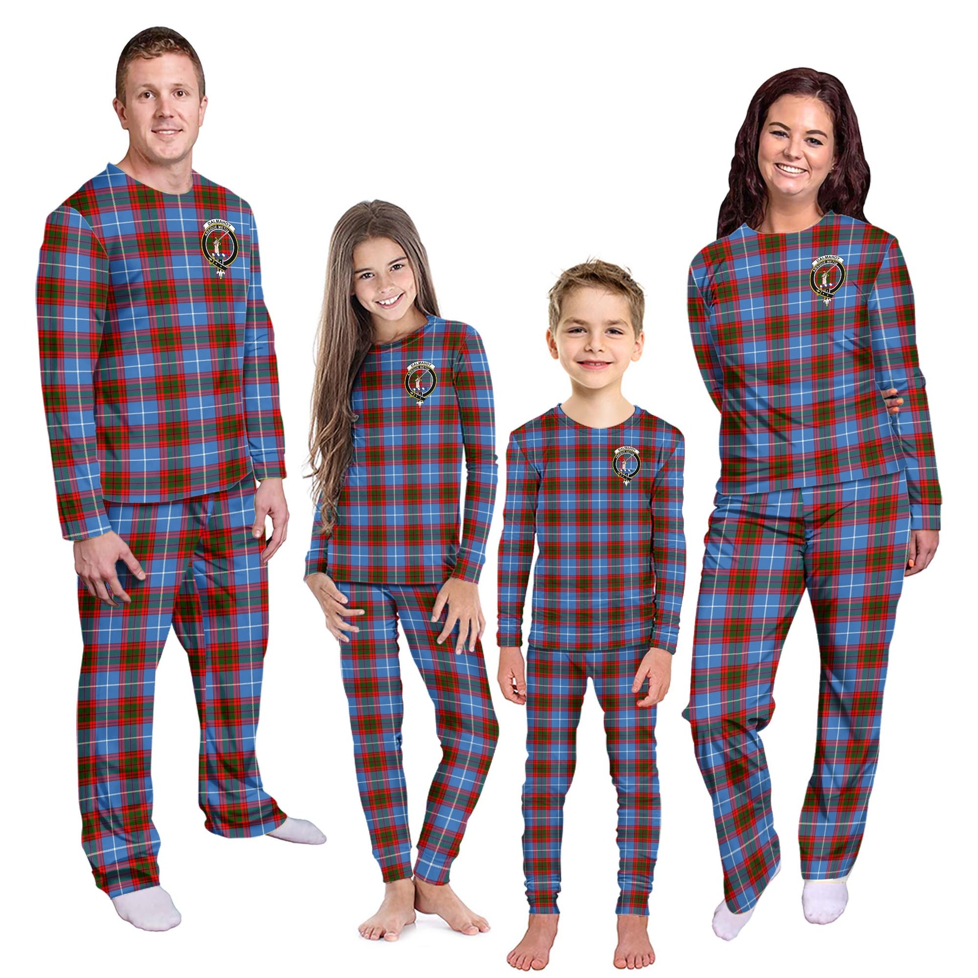 Dalmahoy Tartan Pajamas Family Set with Family Crest - Tartanvibesclothing