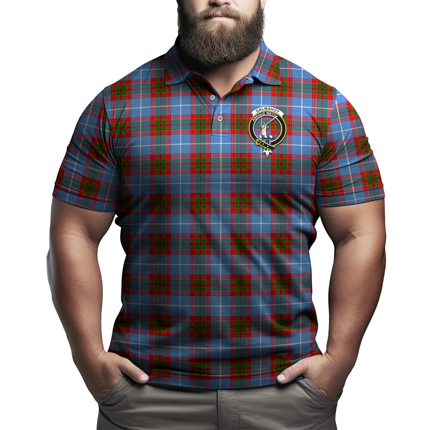 Dalmahoy Tartan Men's Polo Shirt with Family Crest Kid - Tartan Vibes Clothing