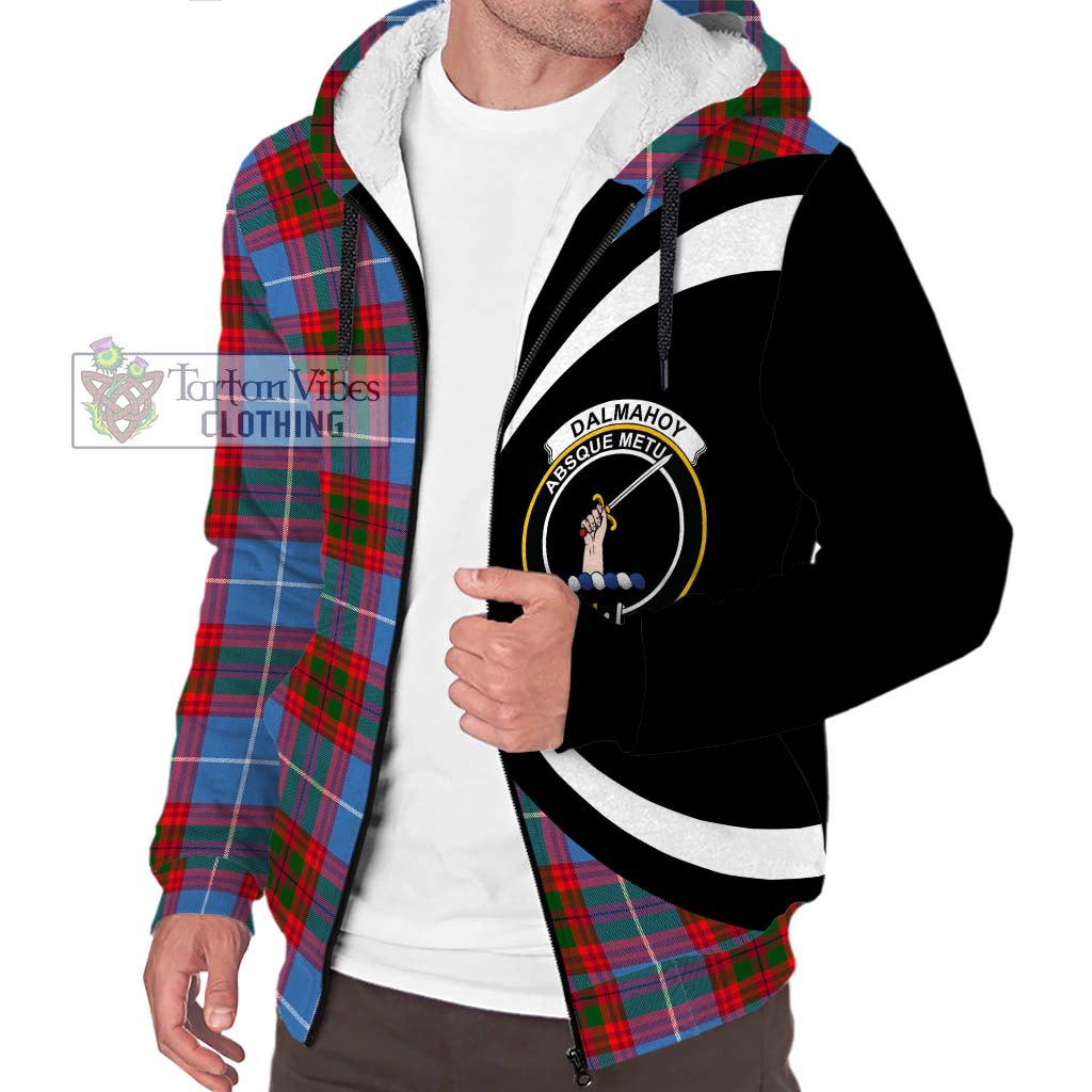 Dalmahoy Tartan Sherpa Hoodie with Family Crest Circle Style Unisex S - Tartan Vibes Clothing