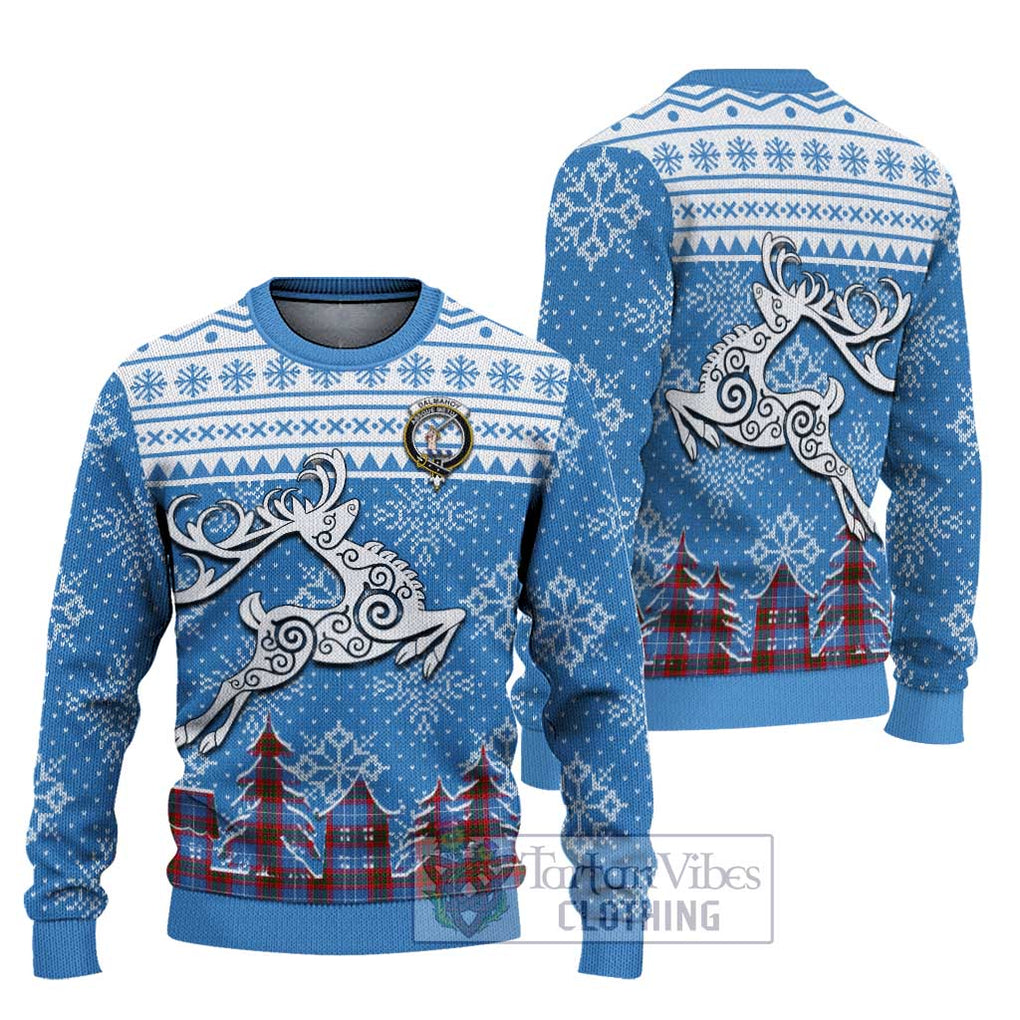 Tartan Vibes Clothing Dalmahoy Clan Christmas Ugly Sweater with Tartan and Celtic Raindeer Style