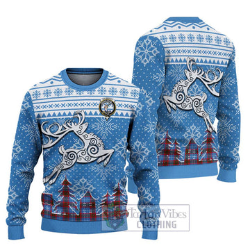 Dalmahoy Clan Christmas Ugly Sweater with Tartan and Celtic Reindeer Style