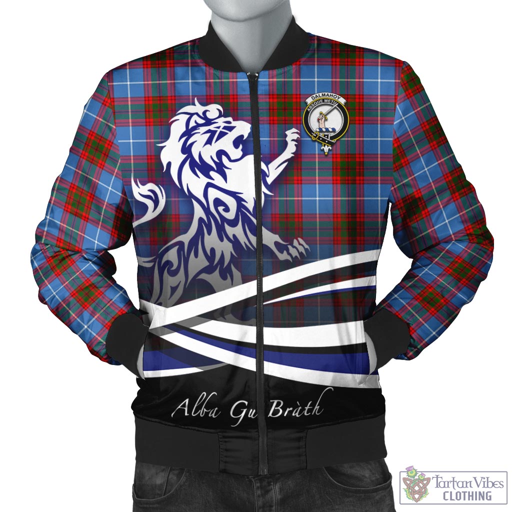 Tartan Vibes Clothing Dalmahoy Tartan Bomber Jacket with Alba Gu Brath Regal Lion Emblem