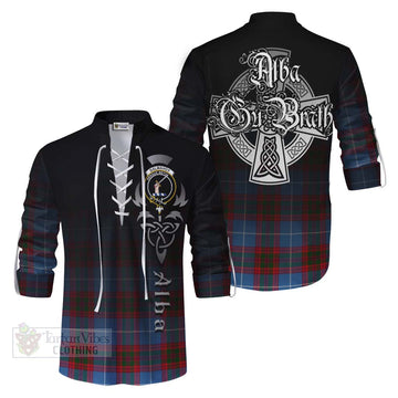 Dalmahoy Tartan Ghillie Kilt Shirt Featuring Alba Gu Brath Family Crest Celtic Inspired