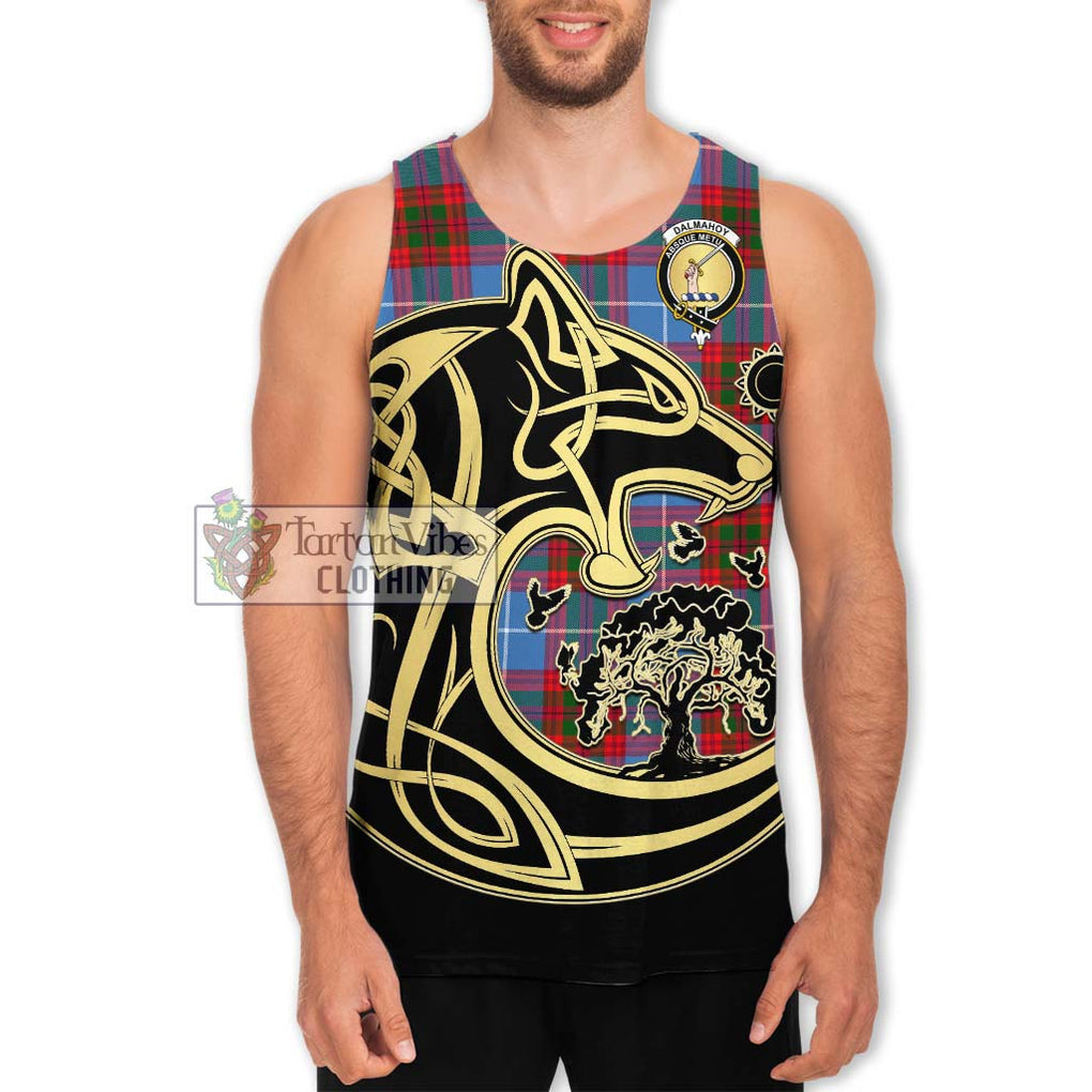 Dalmahoy Tartan Men's Tank Top with Family Crest Celtic Wolf Style Men - Tartan Vibes Clothing