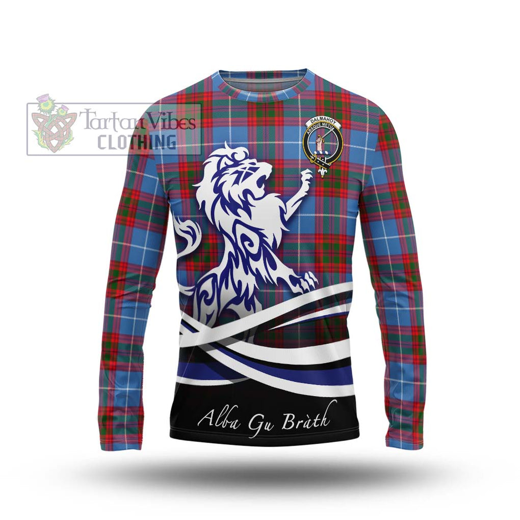 Dalmahoy Tartan Long Sleeve T-Shirt with Alba Gu Brath Regal Lion Emblem Unisex - Tartanvibesclothing Shop