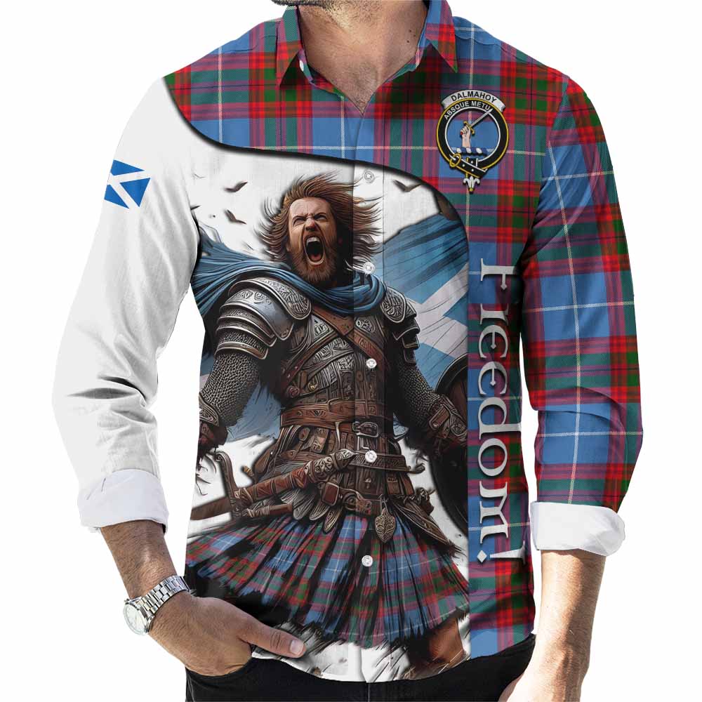 Tartan Vibes Clothing Dalmahoy Crest Tartan Long Sleeve Button Shirt Inspired by the Freedom of Scottish Warrior