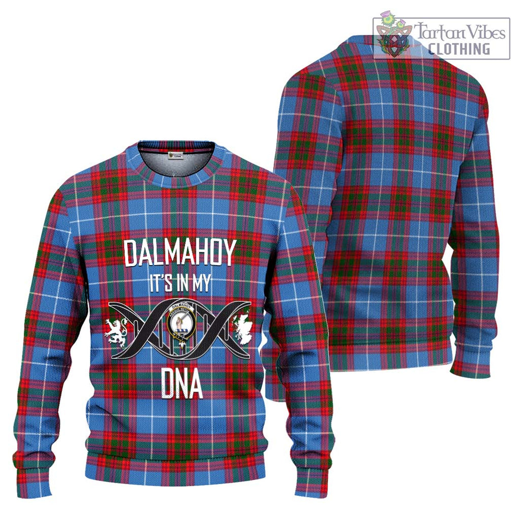 Dalmahoy Tartan Knitted Sweater with Family Crest DNA In Me Style Unisex - Tartanvibesclothing Shop