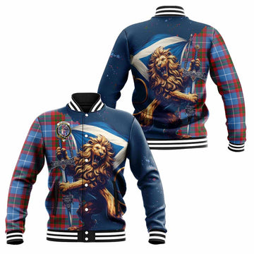 Dalmahoy Tartan Family Crest Baseball Jacket with Scottish Majestic Lion