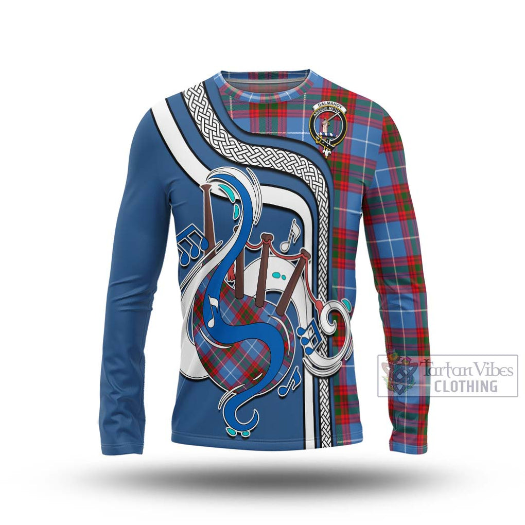 Tartan Vibes Clothing Dalmahoy Tartan Long Sleeve T-Shirt with Epic Bagpipe Style