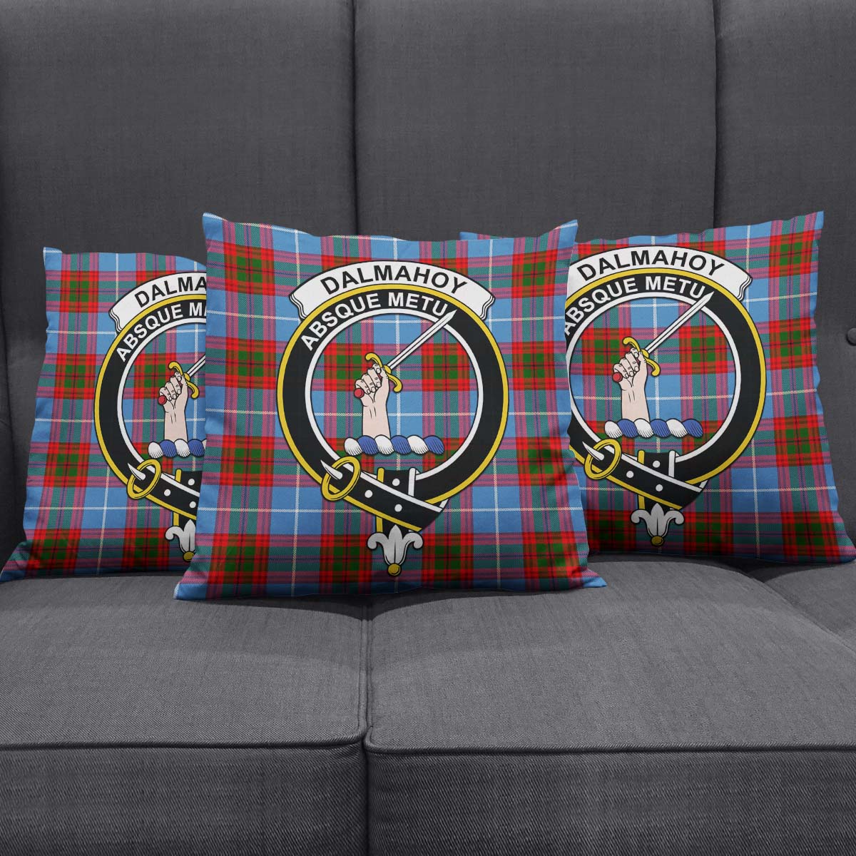 Dalmahoy Tartan Pillow Cover with Family Crest Square Pillow Cover - Tartanvibesclothing