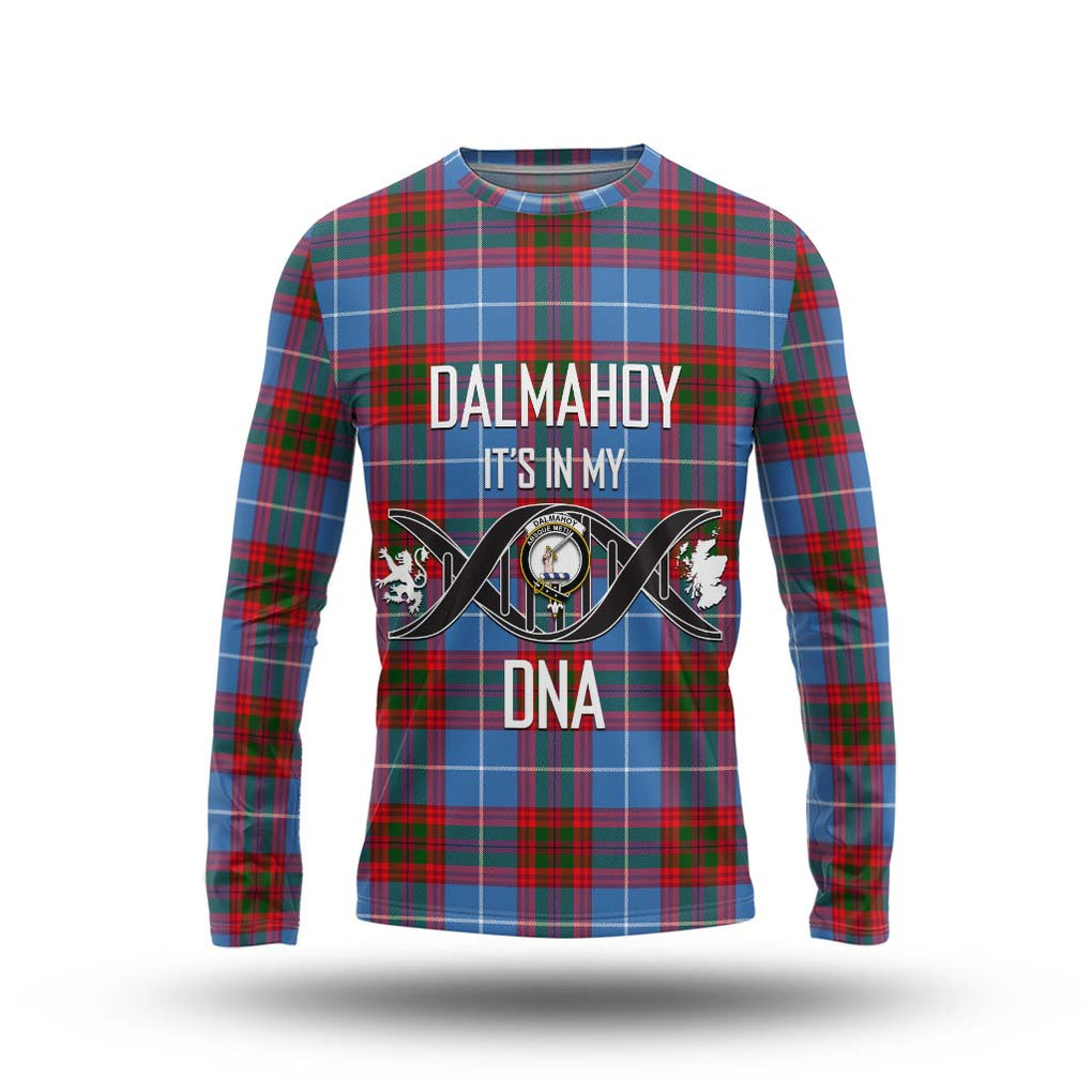 Dalmahoy Tartan Long Sleeve T-Shirt with Family Crest DNA In Me Style Unisex - Tartanvibesclothing Shop