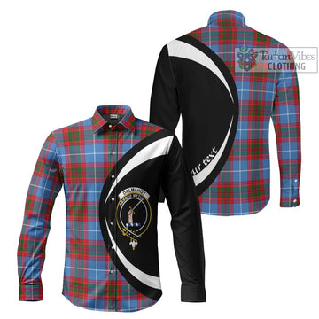 Dalmahoy Tartan Long Sleeve Button Up with Family Crest Circle Style