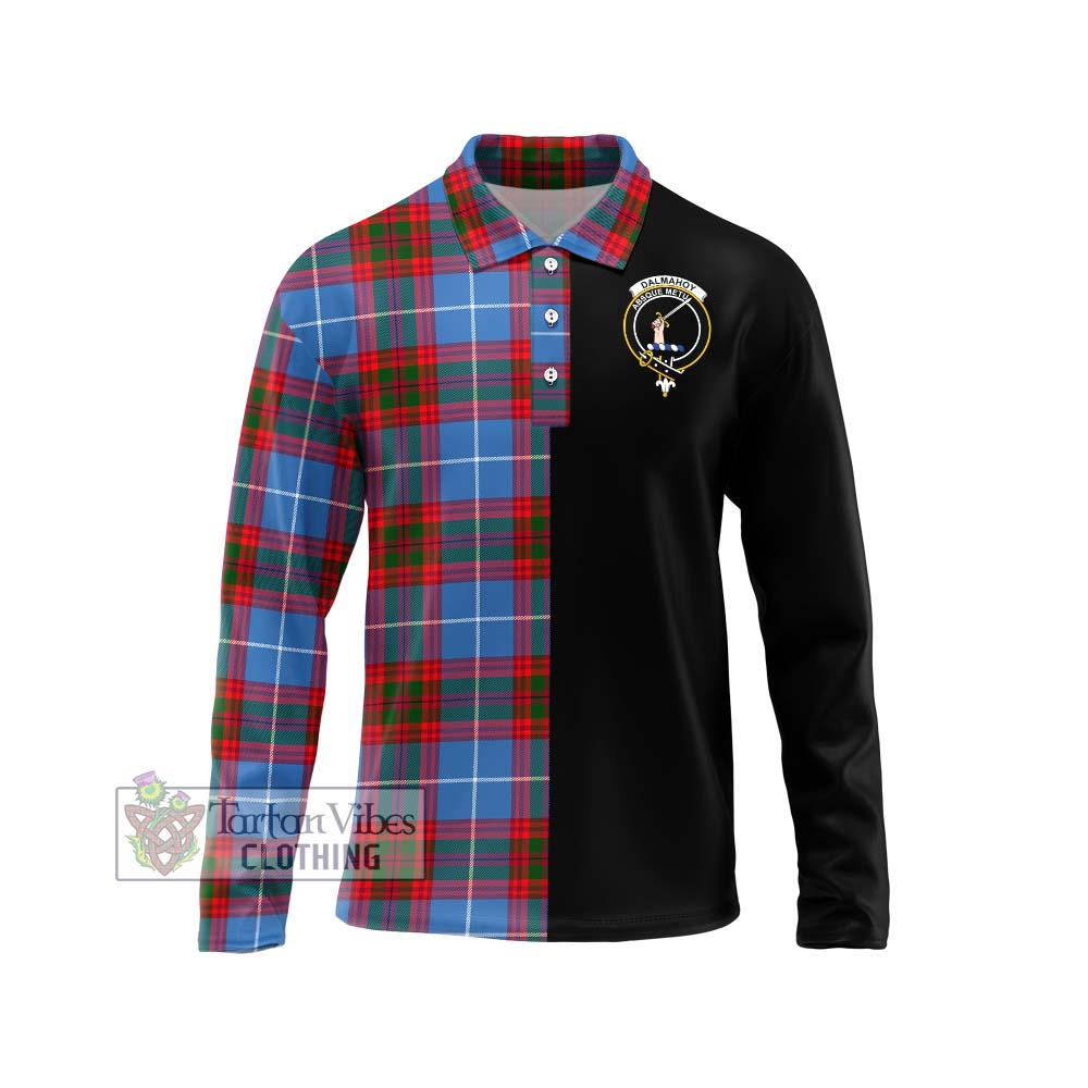 Dalmahoy Tartan Long Sleeve Polo Shirt with Family Crest and Half Of Me Style Unisex - Tartanvibesclothing Shop