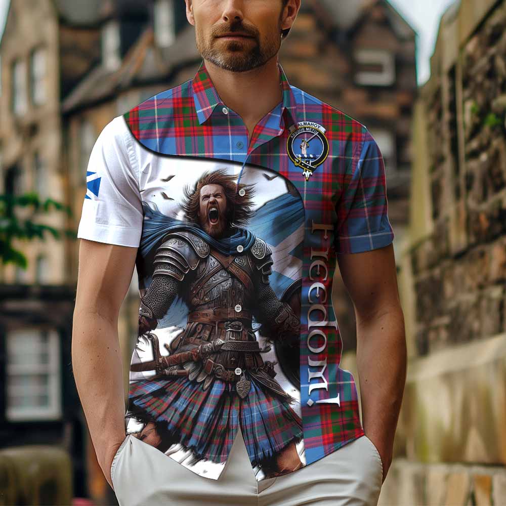 Tartan Vibes Clothing Dalmahoy Crest Tartan Short Sleeve Button Shirt Inspired by the Freedom of Scottish Warrior