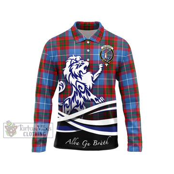 Dalmahoy Tartan Long Sleeve Polo Shirt with Alba Gu Brath Regal Lion Emblem