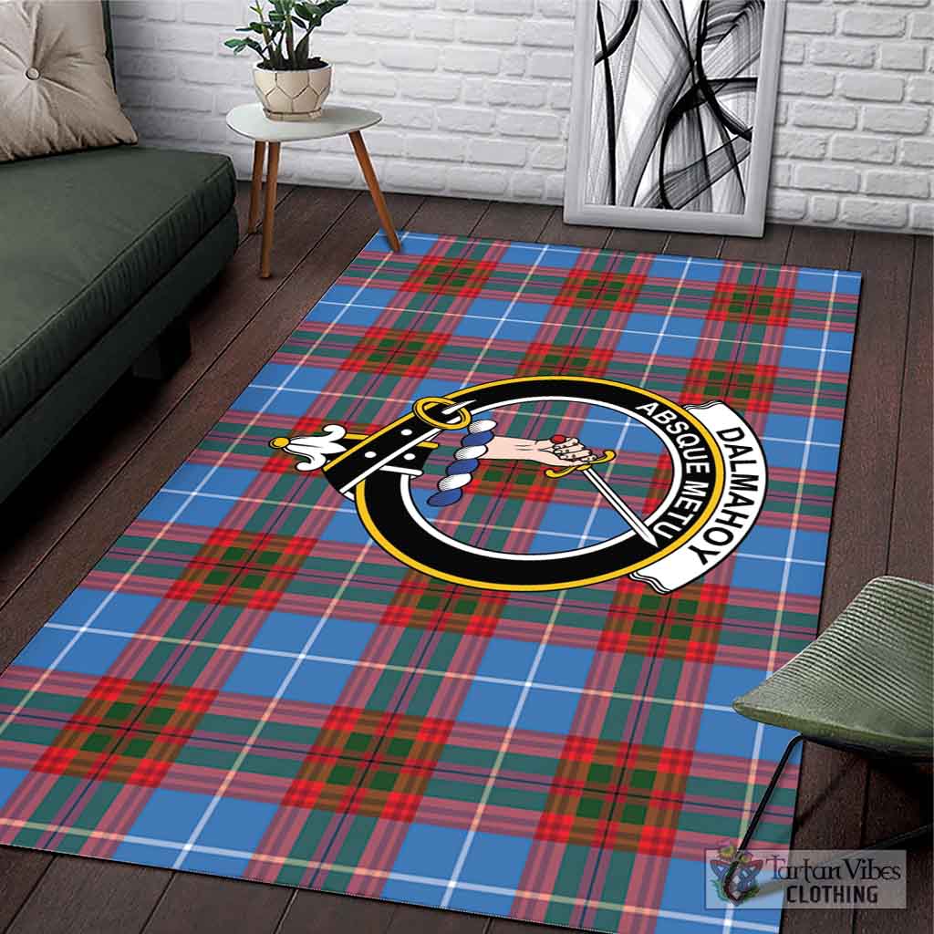 Tartan Vibes Clothing Dalmahoy Tartan Area Rug with Family Crest