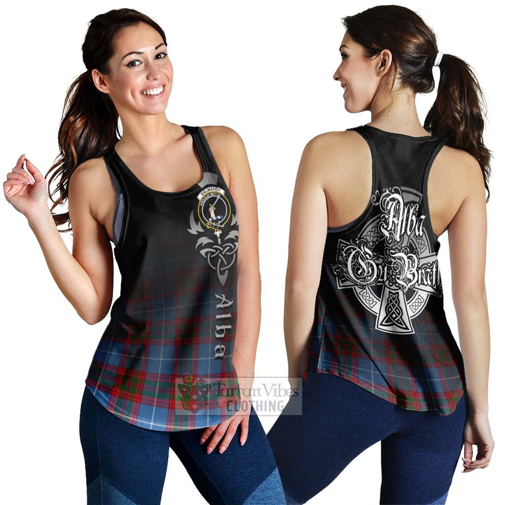 Tartan Vibes Clothing Dalmahoy Tartan Women's Racerback Tanks Featuring Alba Gu Brath Family Crest Celtic Inspired