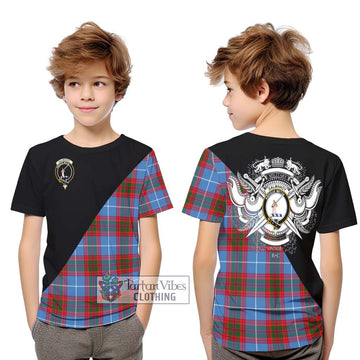 Dalmahoy Tartan Kid T-Shirt with Family Crest and Military Logo Style