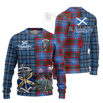 Dalmahoy Tartan Knitted Sweater Happy St. Andrew's Day Half Tartan Style