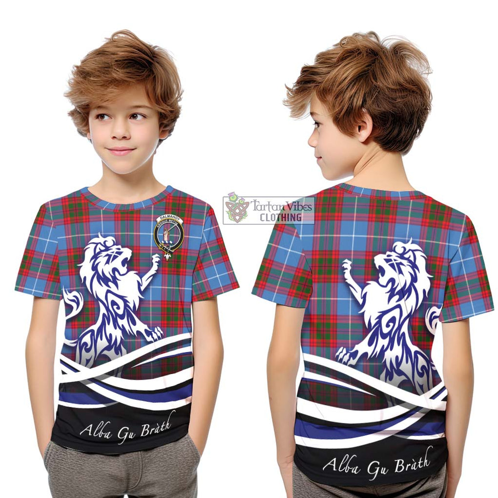 Dalmahoy Tartan Kid T-Shirt with Alba Gu Brath Regal Lion Emblem Youth XL Size14 - Tartanvibesclothing Shop