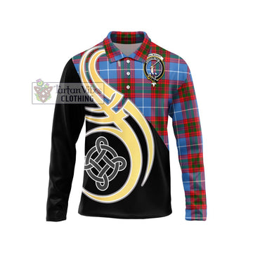 Dalmahoy Tartan Long Sleeve Polo Shirt with Family Crest and Celtic Symbol Style