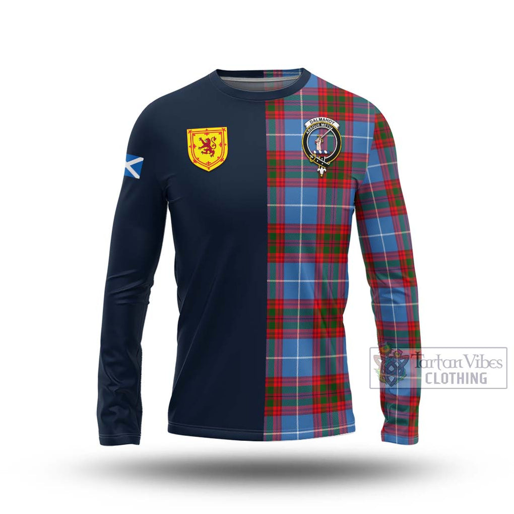 Tartan Vibes Clothing Dalmahoy Tartan Long Sleeve T-Shirt with Scottish Lion Royal Arm Half Style