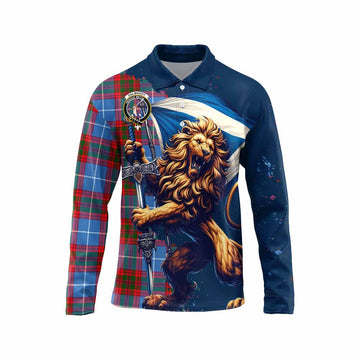 Dalmahoy Tartan Family Crest Long Sleeve Polo Shirt with Scottish Majestic Lion