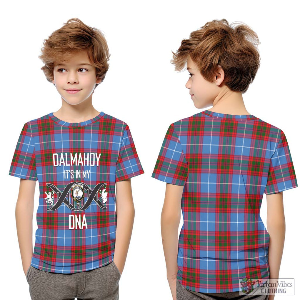 Dalmahoy Tartan Kid T-Shirt with Family Crest DNA In Me Style Youth XL Size14 - Tartanvibesclothing Shop