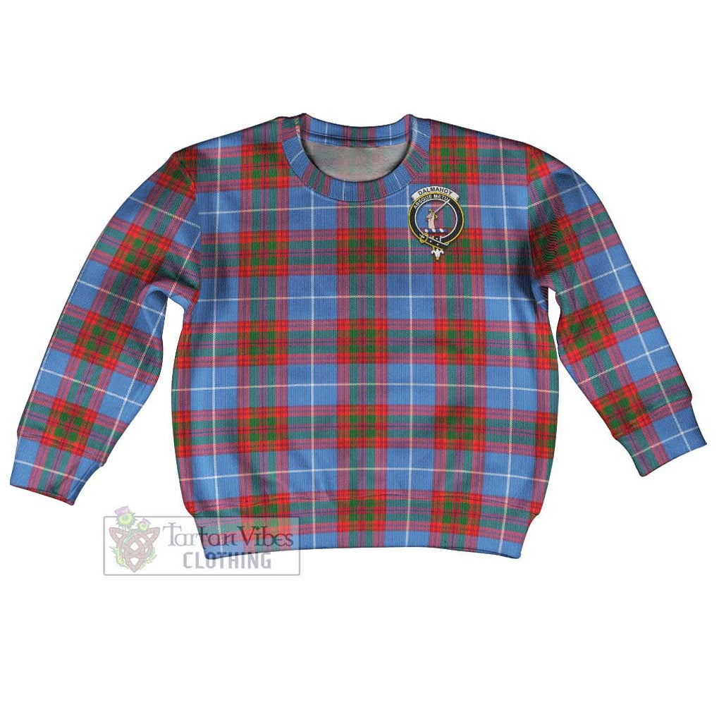 Tartan Vibes Clothing Dalmahoy Tartan Kid Ugly Sweater with Family Crest