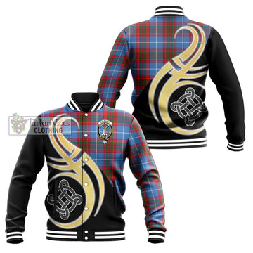 Dalmahoy Tartan Baseball Jacket with Family Crest and Celtic Symbol Style