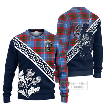 Dalmahoy Tartan Ugly Sweater Featuring Thistle and Scotland Map