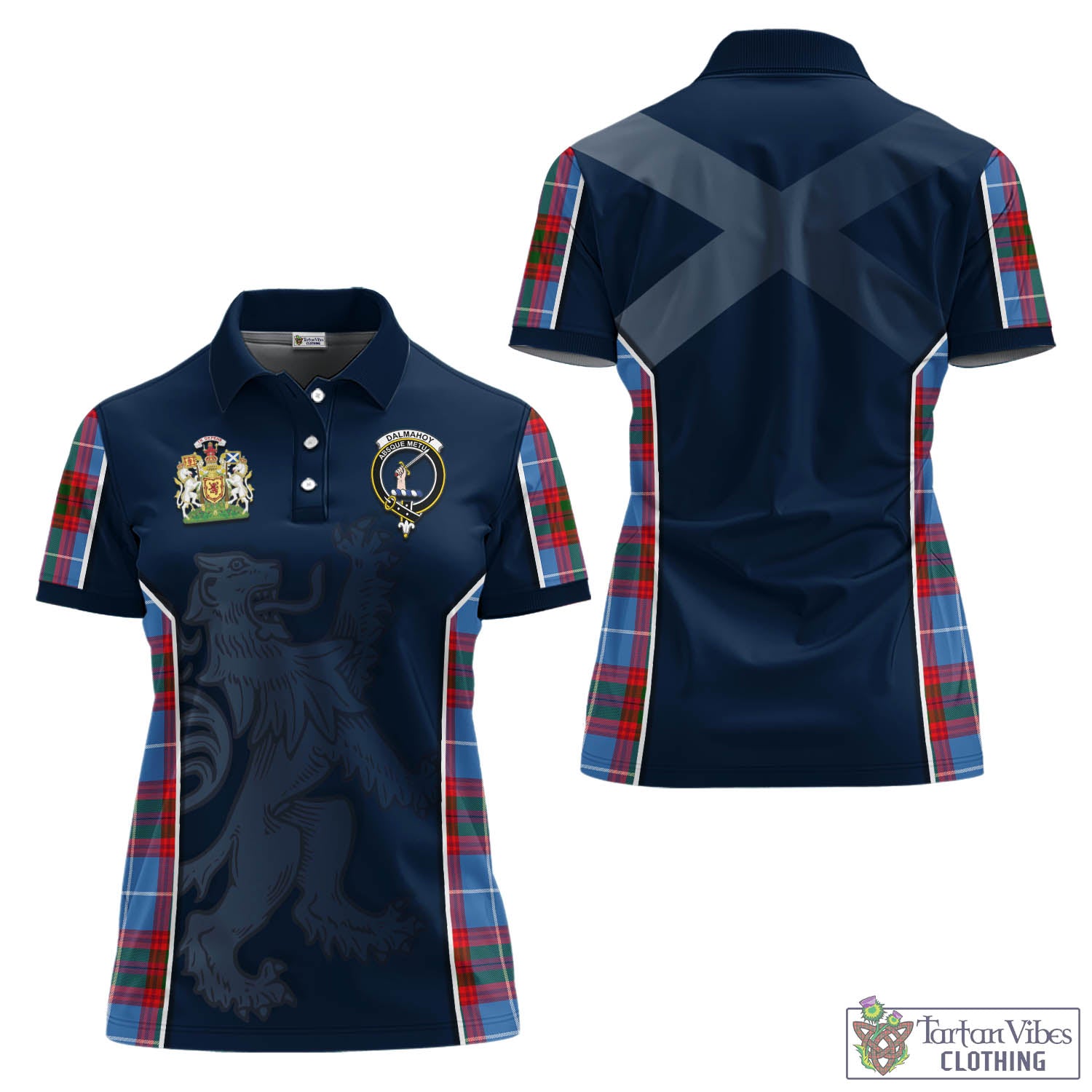 Dalmahoy Tartan Women's Polo Shirt with Family Crest and Lion Rampant Vibes Sport Style Women - Tartan Vibes Clothing