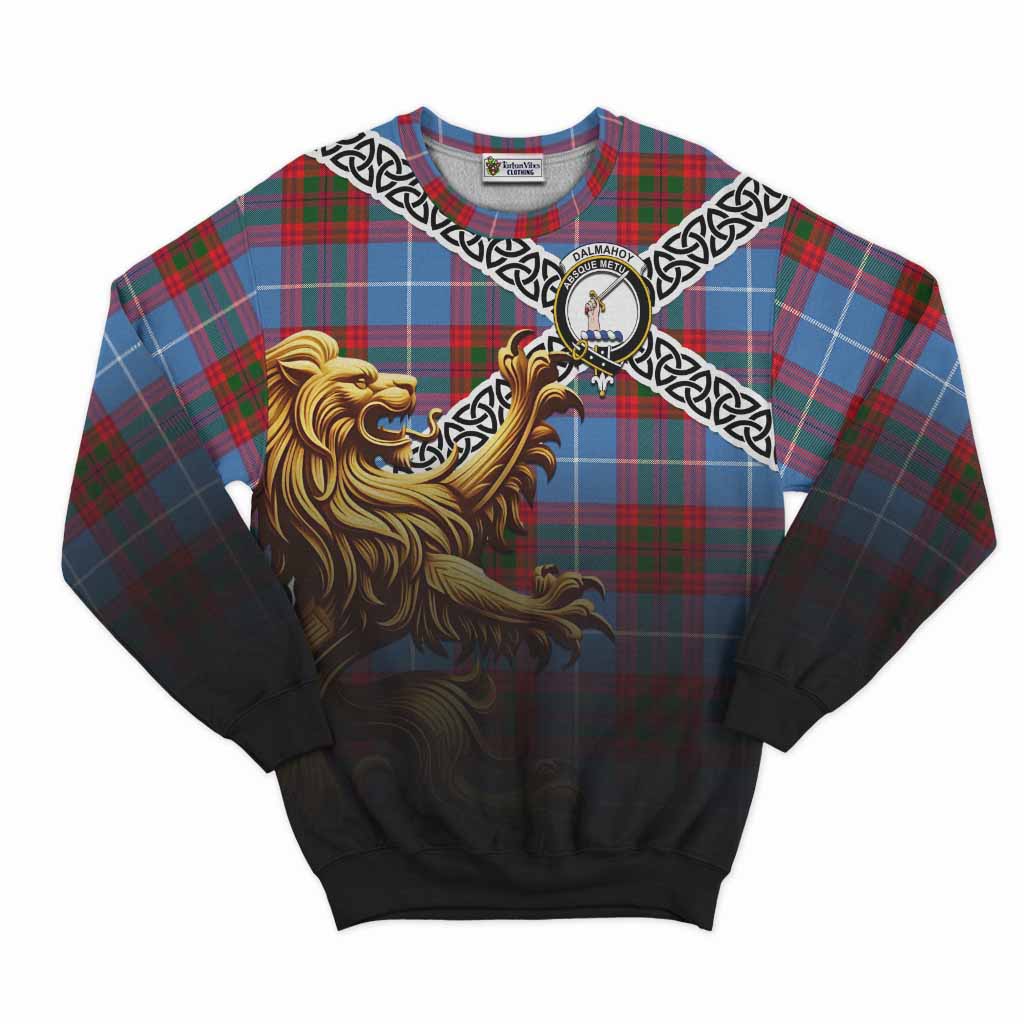 Dalmahoy Crest Tartan Sweatshirt with Golden Lion Emblem Celtic Style Unisex - Tartan Vibes Clothing