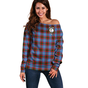 Dalmahoy Tartan Off Shoulder Women Sweater with Family Crest