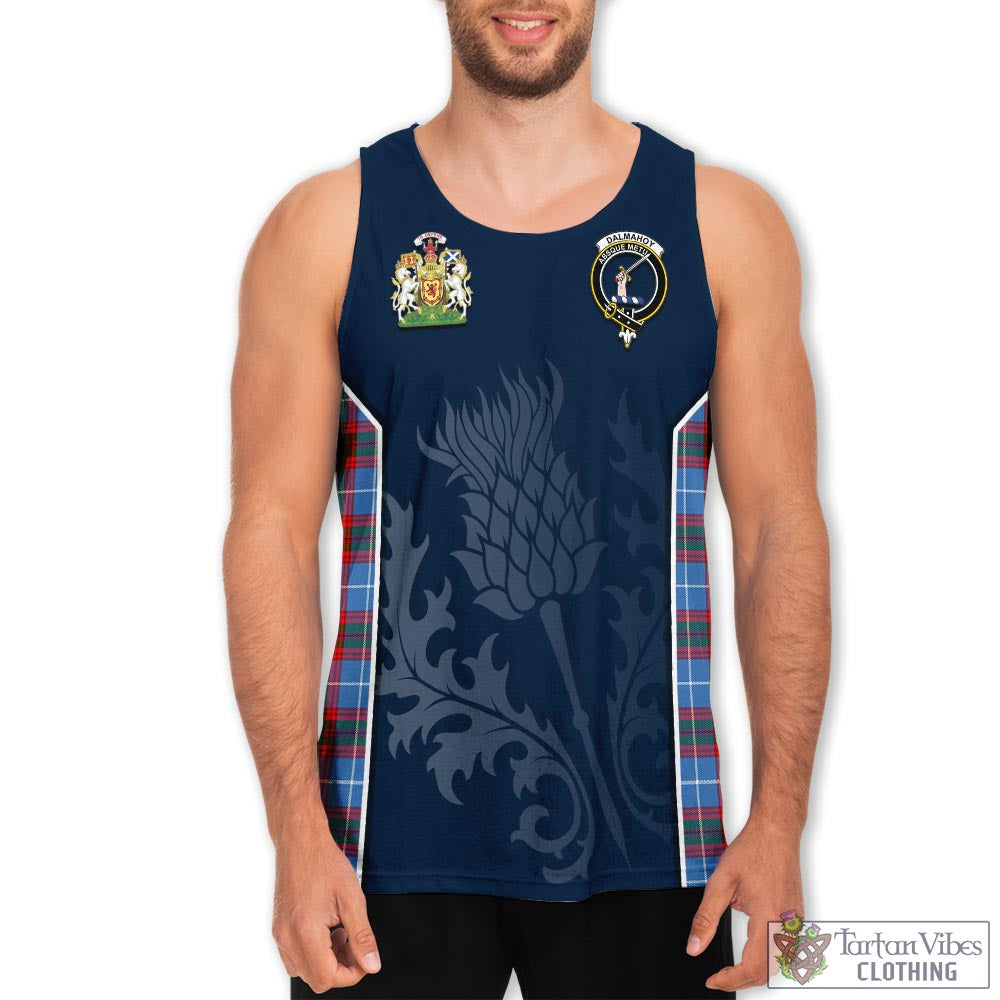 Tartan Vibes Clothing Dalmahoy Tartan Men's Tanks Top with Family Crest and Scottish Thistle Vibes Sport Style