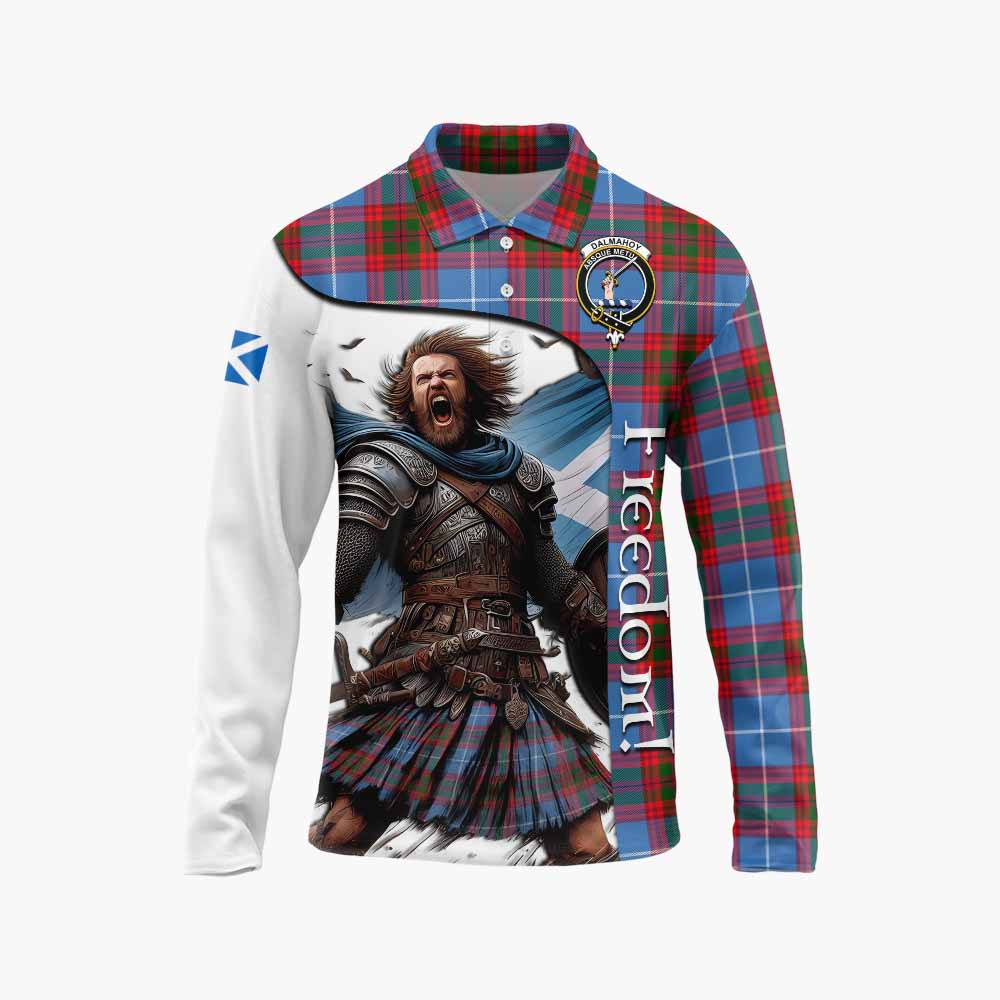 Tartan Vibes Clothing Dalmahoy Crest Tartan Long Sleeve Polo Shirt Inspired by the Freedom of Scottish Warrior