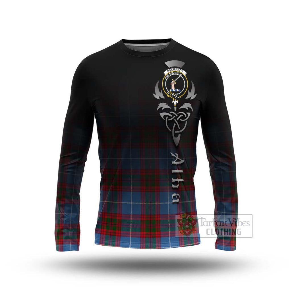 Tartan Vibes Clothing Dalmahoy Tartan Long Sleeve T-Shirt Featuring Alba Gu Brath Family Crest Celtic Inspired