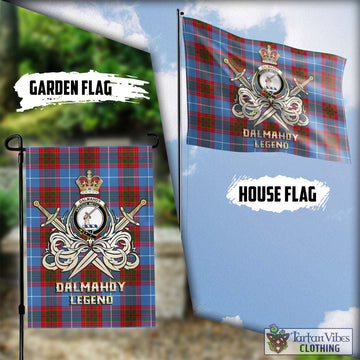 Dalmahoy Tartan Flag with Clan Crest and the Golden Sword of Courageous Legacy