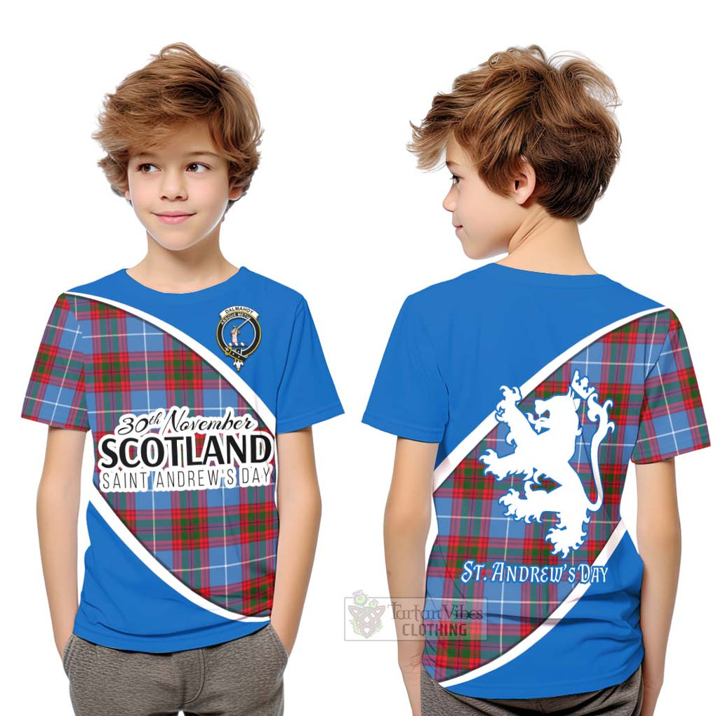 Tartan Vibes Clothing Dalmahoy Family Crest Tartan Kid T-Shirt Celebrate Saint Andrew's Day in Style