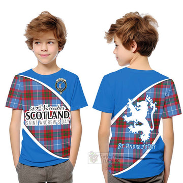 Dalmahoy Family Crest Tartan Kid T-Shirt Celebrate Saint Andrew's Day in Style