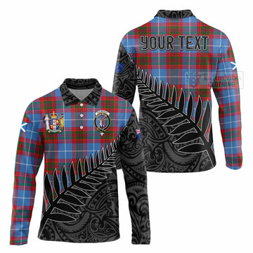 Dalmahoy Crest Tartan Long Sleeve Polo Shirt with New Zealand Silver Fern Half Style