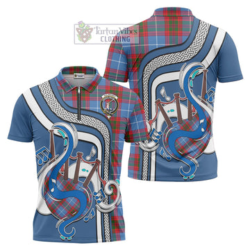 Dalmahoy Tartan Zipper Polo Shirt with Epic Bagpipe Style